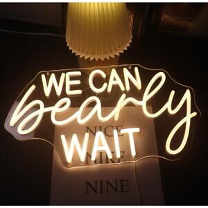 "We Can Bearly Wait" Neon Signs Gender Reveal Party Decorations Neon Letters ...